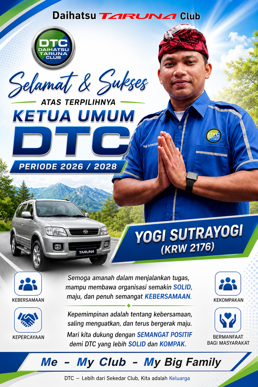 Ketua Umum Terpilih Daihatsu Taruna Club (DTC) Periode 2026–2028.